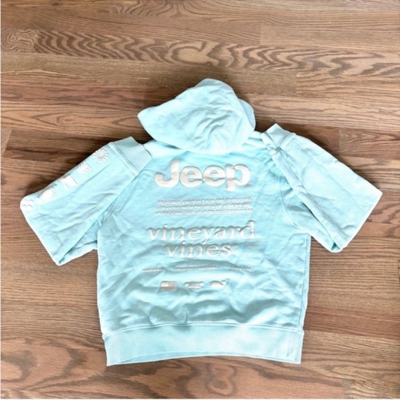 Vineyard Vines JEEP Collection Aqua Light Blue Terry Hoodie Womens - Picture 10 of 12